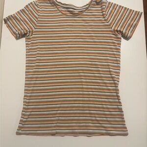 Northern Reflections Striped Short-Sleeve Tee in Beige, Orange & Gray